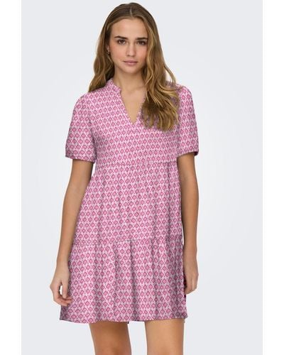 ONLY Sommerkleid ONLNORA /S LOOSE DRESS PTM mit Volant - Pink