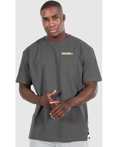Smilodox T-Shirt Bobbie Oversize, 100% Baumwolle - Grau