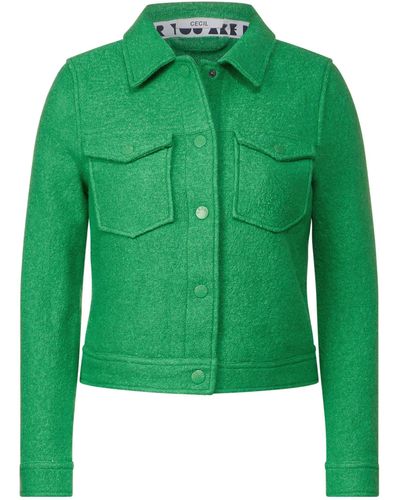 Cecil Strickpullover TOS Wool Shirt Jacket - Grün