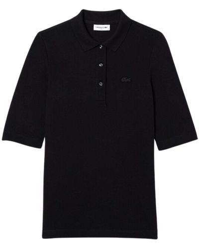 Lacoste Poloshirt Slim Fit Polo-Shirt aus Baumwolle mit (1-tlg) - Schwarz