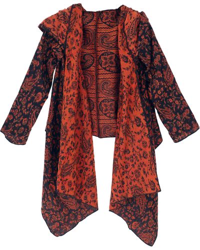 Guru-Shop Langjacke Offener Boho Cardigan, plus size Jacke mit.. Ethno Style, alternative Bekleidung - Rot