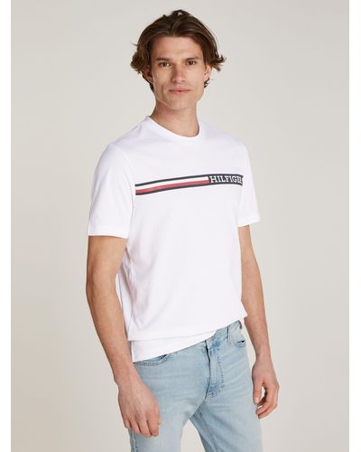 Tommy Hilfiger T-Shirt CHEST STRIPE TEE - Weiß