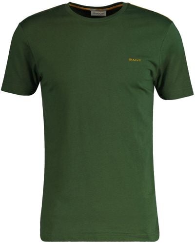 GANT T-Shirt - CONTRAST LOGO, Rundhals, kurzarm - Grün