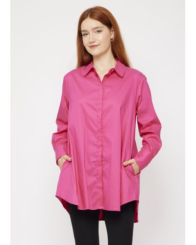 VICCI Germany Klassische Bluse mit durchgehender Knopfleiste vorne und hinten - Pink