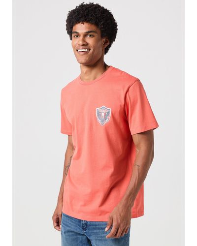 Wrangler T-Shirt AMERICANA mit Markenlabel auf der Brust - Orange