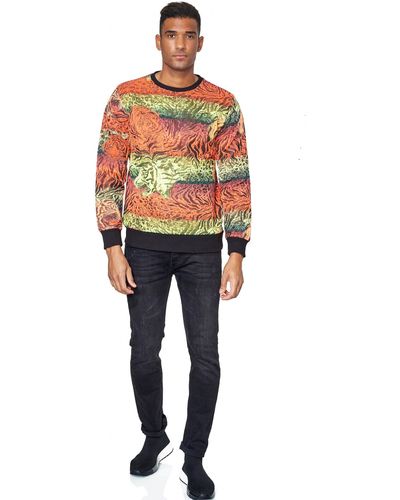 Rusty Neal Sweatshirt Sweater im trendigen Tiger-Design - Rot