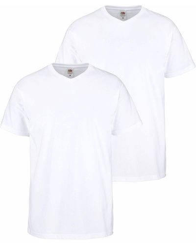 Fruit Of The Loom T-Shirt (Packung, 2-tlg) mit V-Ausschnitt - Weiß