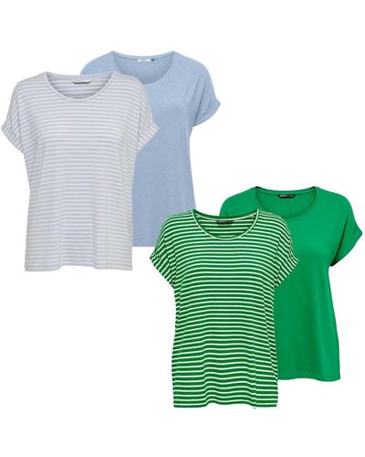 ONLY T- Top MOSTER Regular Fit (4-tlg) Basic Kurzarm Tee Shirt mit Rundhalsausschnitt - Grün