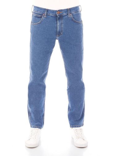 Wrangler Straight-Jeans Jeanshose Greensboro Regular Fit Denim Hose mit Stretch - Blau