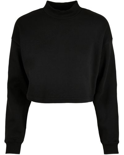Urban Classics Sweater Ladies Cropped Oversized Sweat High Neck Crew (1-tlg) - Schwarz