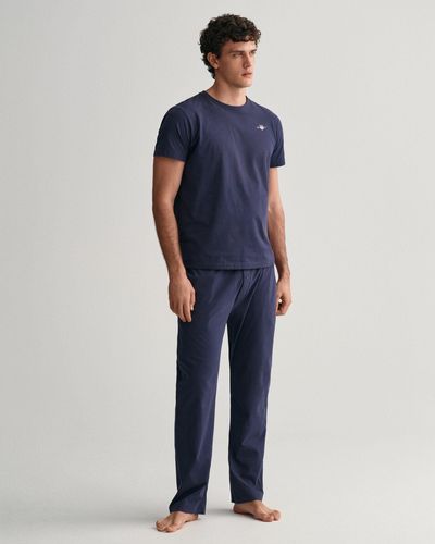 GANT Pyjamaoberteil Shield Pyjama T-Shirt - Blau