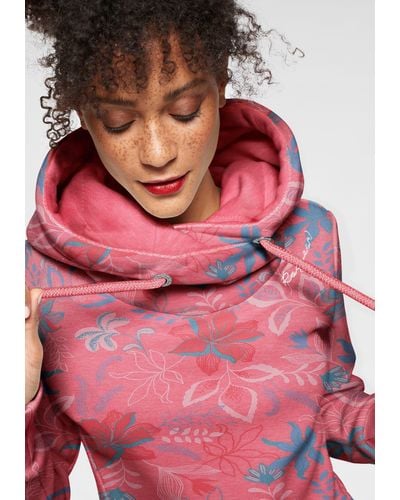 Ragwear Sweater GRIPY FLOWERS O Hoodie mit floralem All Over-Druck - Pink