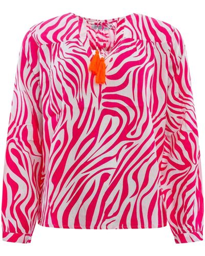 Zwillingsherz Langarmbluse Bluse mit Zebramuster - Pink
