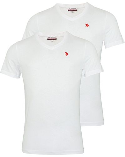U.S. POLO ASSN. Shirt Pack T-Shirts V-Neck Shortsleeve (2-tlg) - Weiß