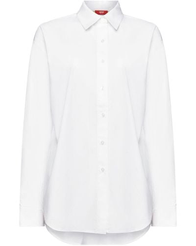 Esprit Langarmbluse Button-Down-Hemd im Oversize-Look - Weiß