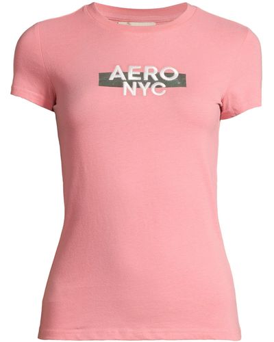 Aéropostale T-Shirt JUL (1-tlg) Stickerei - Pink