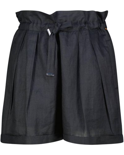 BOSS Paperbag-Shorts TURRINA aus Ramie (1-tlg) - Schwarz