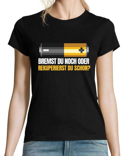 Youth Designz Print- Batterie Bremst T-Shirt mit lustigen Logo - Schwarz