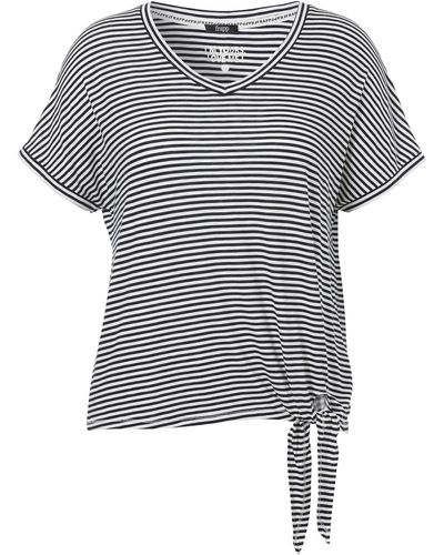 FRAPP V-Shirt mit Knoten am Saum - Mehrfarbig