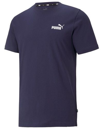 PUMA T-Shirt - ESS Small Logo Tee, Rundhals - Blau