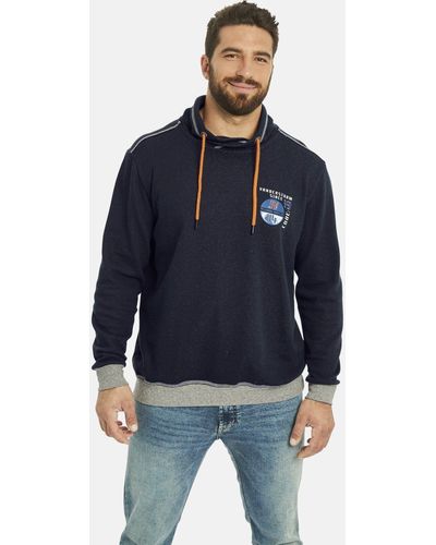 Jan Vanderstorm Sweatshirt JARMUND mit elastischem Saumbund - Blau