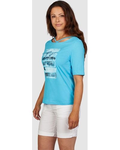 NAVIGAZIONE Rundhalsshirt mit Verzierung am Ausschnitt - Blau