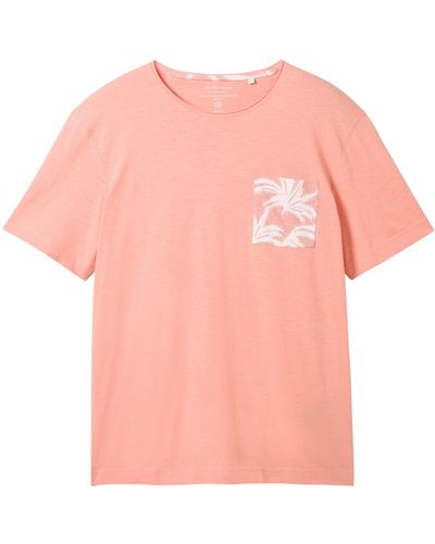 Tom Tailor Kurzarmshirt structured t-shirt with pocket - Pink