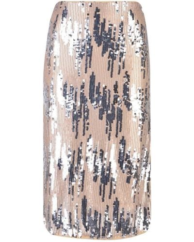 Milano Italy Sommerrock STRAIGHT SEQUIN SKIRT WITH ZIPPER - Weiß