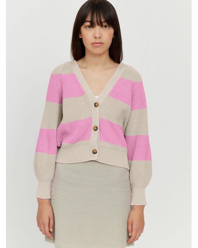 Mazine Cardigan Mala Striped strick- jacke warm - Pink