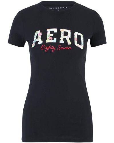 Aéropostale T-Shirt JUN AERO (1-tlg) Stickerei - Schwarz