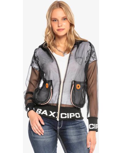 Cipo & Baxx Outdoorjacke in transparentem Design - Grau