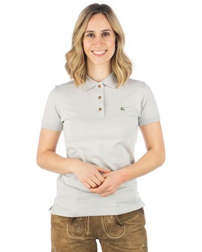 OS-Trachten Poloshirt Laukas Kurzarm Shirt mit Hirsch-Stickerei auf der linken Brust - Weiß