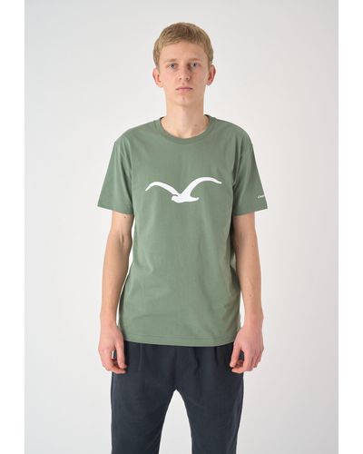 CLEPTOMANICX T-Shirt Mowe mit klassischem Print - Grün