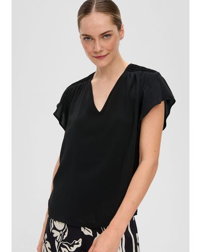 S.oliver Kurzarmbluse Shirt mit - Schwarz