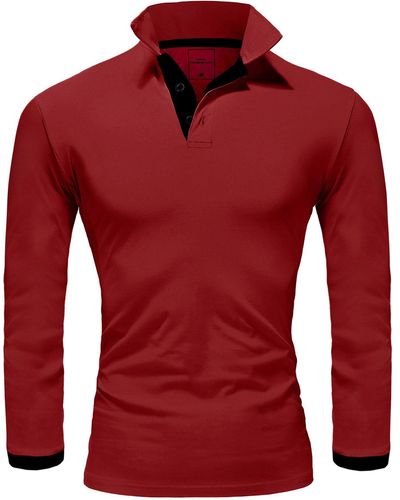 REPUBLIX Poloshirt LEX Basic Langarm Kontrast Polo Hemd - Rot
