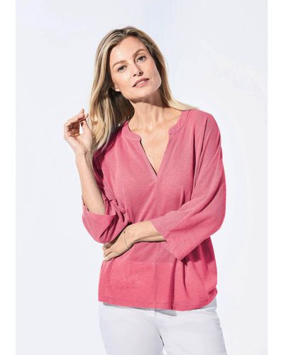 Goldner T- Shirt in Leinenoptik - Pink