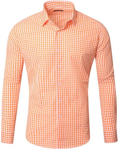 Reslad Businesshemd Hemd Vichy Karomuster Langarmhemd RS-7007 kariertes Freizeithemd Karohemd - Orange