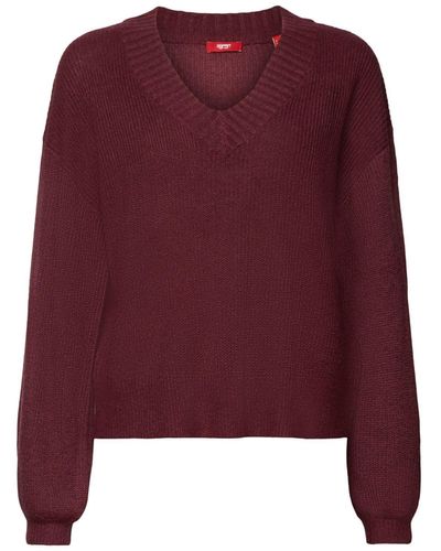 Edc By Esprit V-Ausschnitt-Pullover Sweaters - Rot