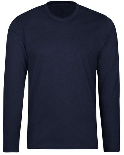 Trigema T-Shirt Langarmshirt aus 100% Baumwolle (1-tlg) - Blau