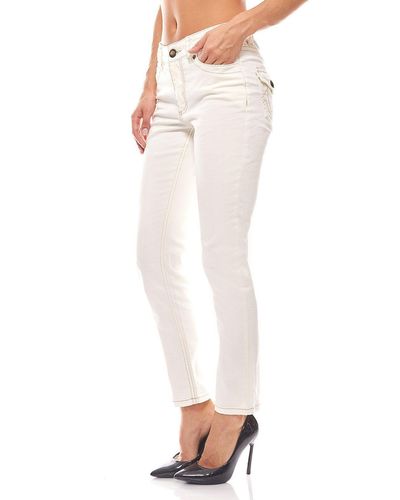 heine Regular-fit- Frauen Sommer- Hose Trend Jeans Kurzgrößen Travel Couture Weiß