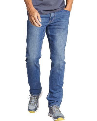 Eddie Bauer Straight-Jeans Voyager Flex 2.0 recyceltem Polyester mit Stretchanteil - Blau