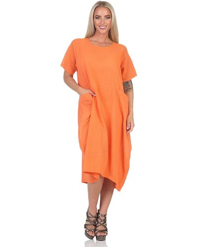 Mississhop Sommerkleid Leicht und Lebendig – 100 % Baumwollkleid M.387 - Orange