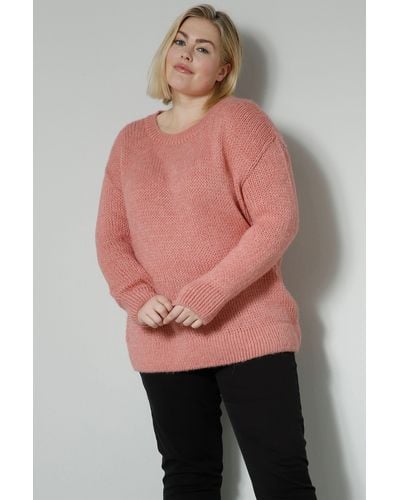 Sara Lindholm Strickpullover Pullover oversized Rundhals Langarm - Pink