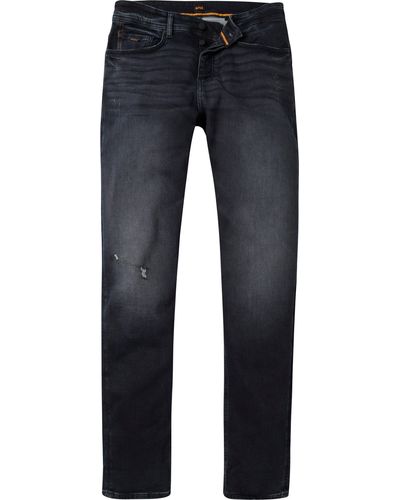 BOSS by HUGO BOSS Tapered-fit-Jeans Taber (1-tlg) mit dezenten Destroyed-Effekten - Blau