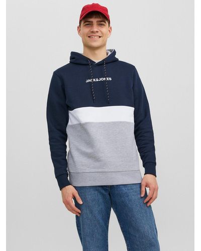 Jack & Jones Kapuzensweatshirt JJEREID BLOCKING SWEAT HOOD NOOS - Blau