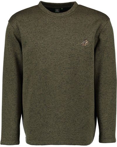 OS-Trachten Pullover Mysqafe Sweatshirt Strickfleece mit Wildsau-Stickerei auf der Brust - Grün