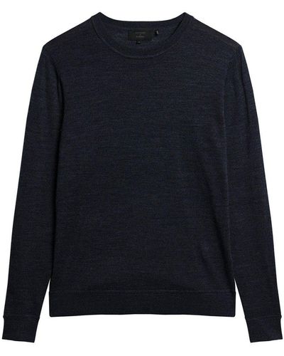 Superdry Sweater Pullover ESSENTIAL SLIM FIT CREW JUMPER Carbon Navy - Blau