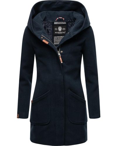Marikoo Wintermantel Maikoo hochwertiger Mantel mit großer Kapuze - Blau