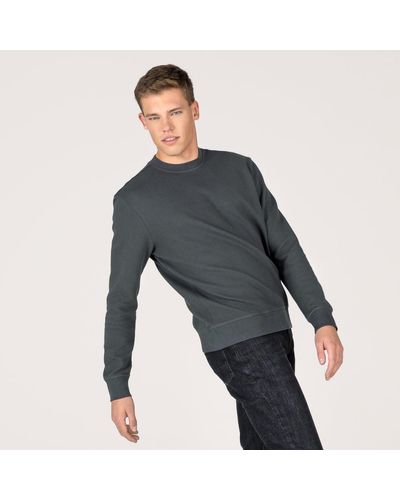 Living Crafts Sweatshirt PACOU Optisch und haptisch attraktives Rippen Muster außen - Grau