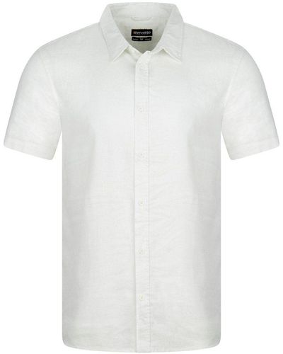Riverso Langarmhemd Kurzarm Leinen Hemd RIVCarlo Regular Fit (1-tlg) - Weiß